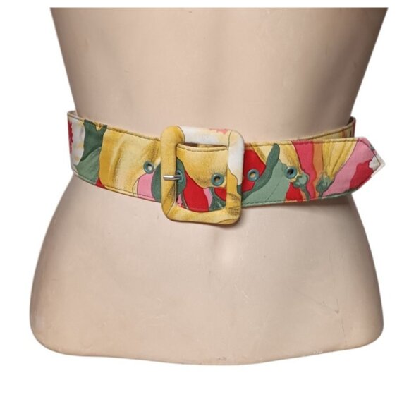 Coat or Dress Belt Floral Flowers Print with Covered Buckle 26\